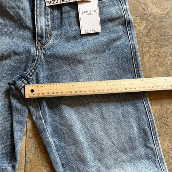 Judy Blue Distressed Straight Leg Jeans - Light Blue Rigid front - Picture 8 of 13